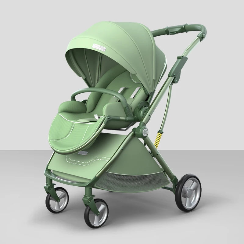 Luxurious Light High Landscape Baby Stroller Egg-shaped Seat for Newborn One Hand Recline Pushchair Pram Compact Size