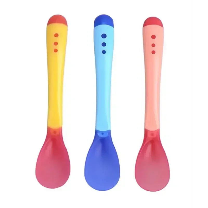 Silicone Baby Feeding Spoons Tableware Waterproof Spoon Temperature Sensing Spoonsuitable for Children's Feeding Baby Spoons