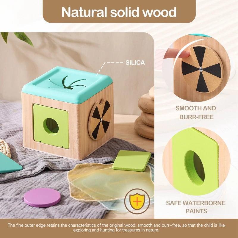 Montessori Toys Wooden Magic Tissue Box 0-3Years Baby Finger Exercise Busy Cube Sensory Toys Kid Educational Activity Game Gifts