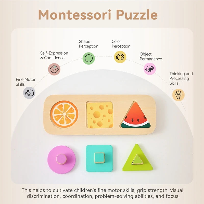 Montessori Toys Baby Wooden Busy Board Sorting Stacking Geometric Blocks Educational Toy Color Shape Recognition Puzzle Toy Gift