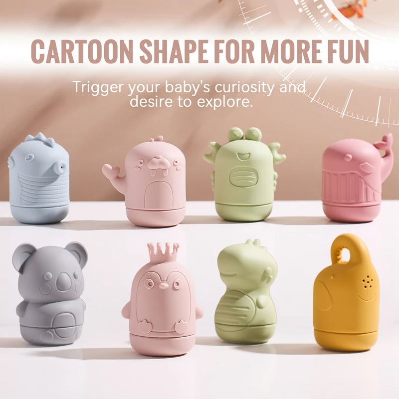 Baby Bath Toys Animal Cute Cartoon Toddler Water Toys Swim Bathroom Baby Silicone Sprinkler Bathtub Animal Toys Infant Kids Boys