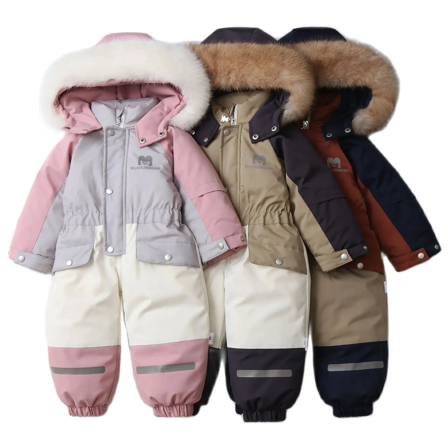 IYEAL 2024 Warm Waterproof Snow Wear Children Clothes Hooded Fur Baby Boys Girls Ski Suit Kid Winter Coats Thicken Jumpsuit 1-5Y