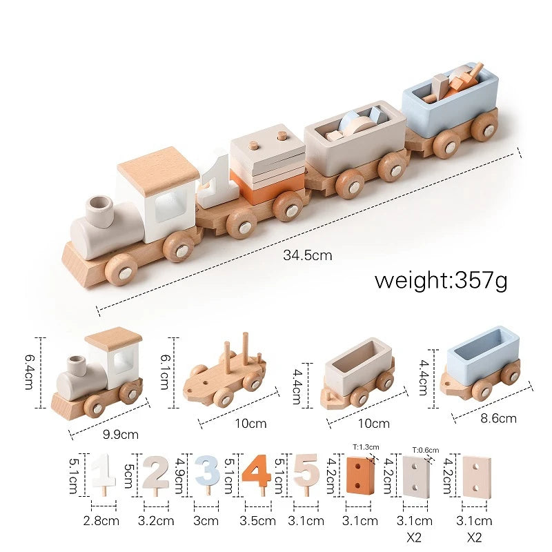 Baby Wooden Train Trailer 1-5st Birthday Gift Dragging Tractors Toddler Toys Montessori For Children Puzzle Improve Cognition