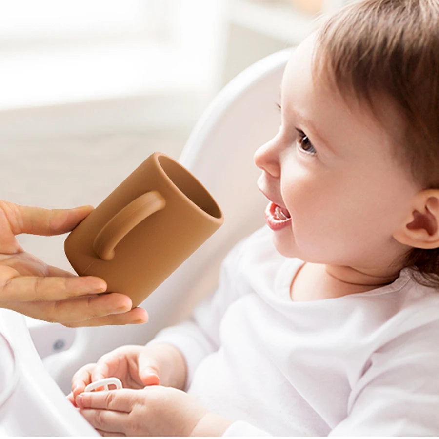 Mother Kids Baby Silicone Feeding Toddler Cups Tableware Child Bottle Learning Drinking Cup With Handle BPA Free Baby Items