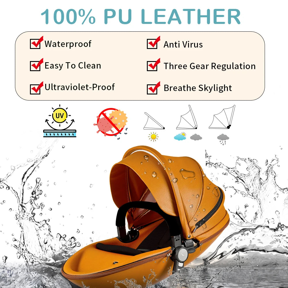 Hot Mom 2 in 1 Baby Pushchair, Baby Stroller,High Landscape Brown Stroller For Newborn Baby,Multiple Accessories,Model F22