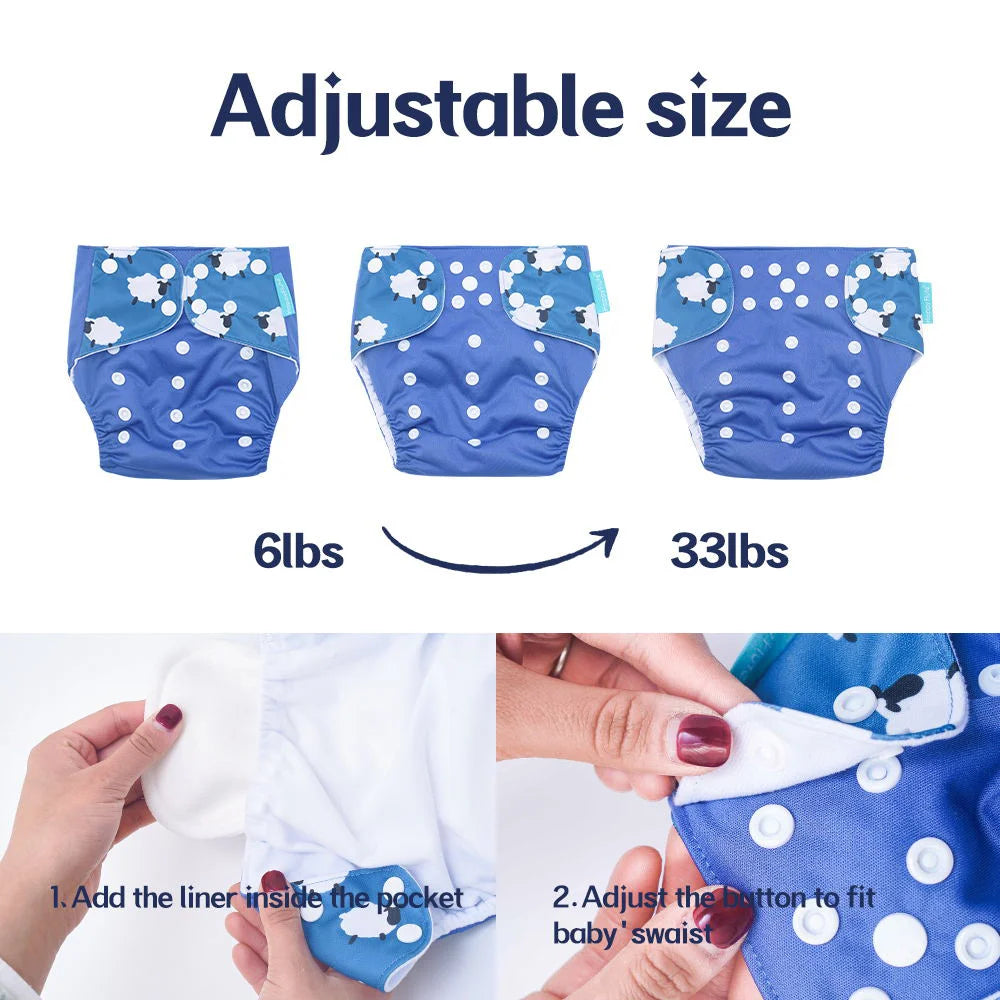 HappyFlute 4 Piece Set Hot Sale OS Pocket Diaper Adjustable&Reusable Absorbent Ecological Nappy Baby Cloth Diaper