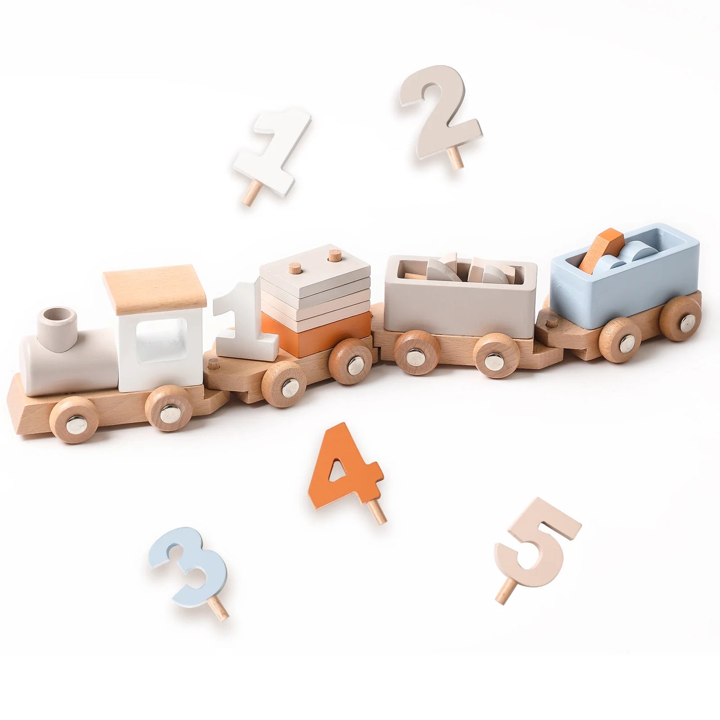 Montessori Toys Wooden Train Birthday Toy Baby Educational Toys Wooden Trolley Baby Learning Toys Number Of Wood Baby Toys Gifts