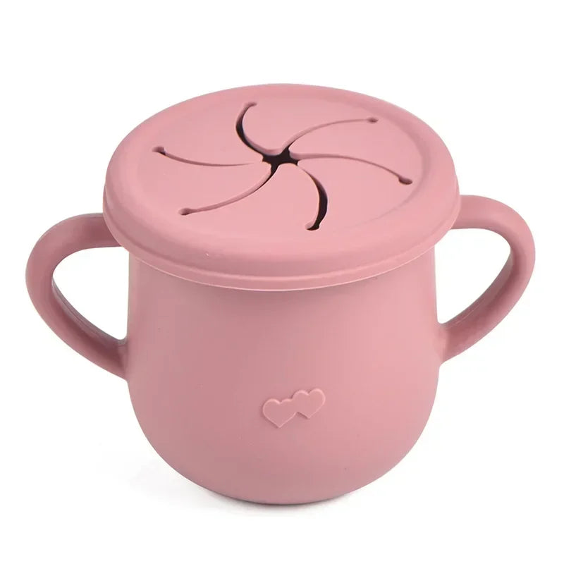 Kids Snap Cup Silicone Food Storage Box Solid Color Baby Cups Portable Children Snacks Container with Lid Scale BPA Free 200ML