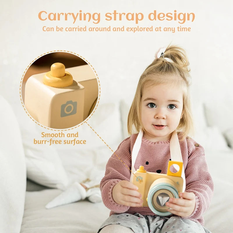 1Pc Baby Wooden Camera Toys Artascope Acrylic Lenses Children Outdoors Wooden Pendants Camera Montessori Toys For Toddler Gifts