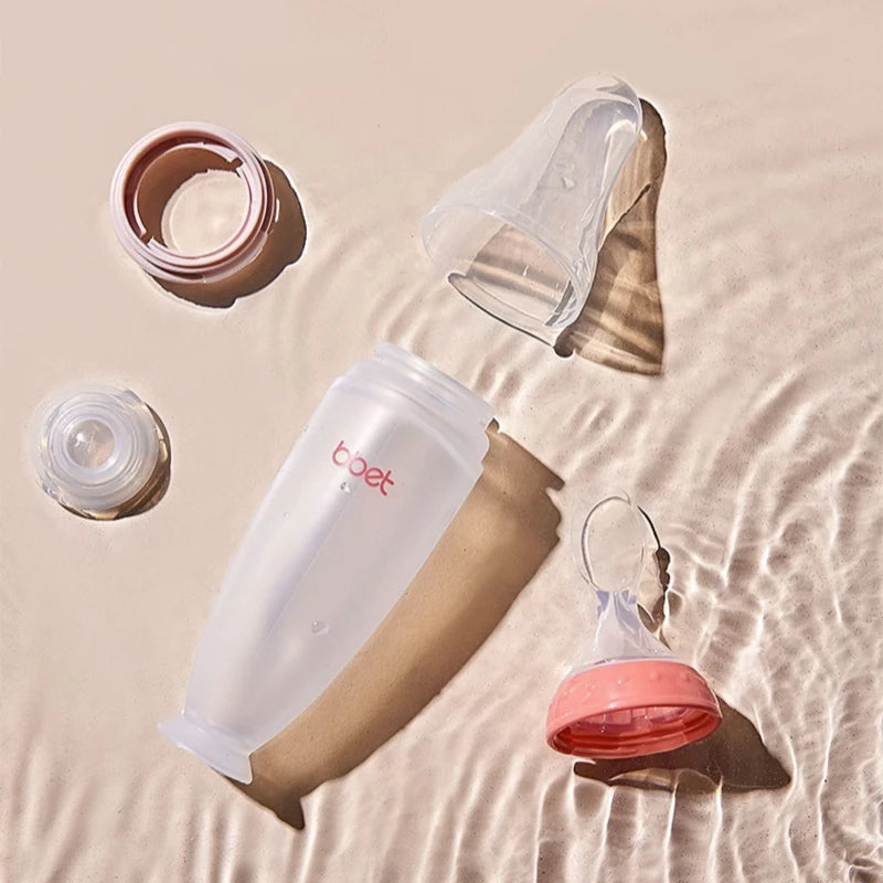 BBET Squeezing Feeding Bottle Silicone Newborn Baby Training Rice Spoon Infant Cerea Food Supplement Feeder Safe Tableware