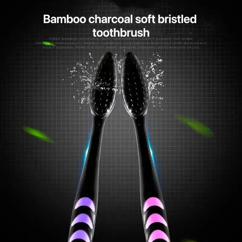 10pcs Charcoal Infused Soft Bristle Toothbrush for Deep Oral Cleaningand Gum Care -Ldeal for Daily Use by Adults at Home