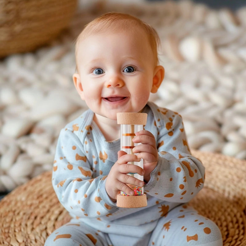 Rain Stick Rainbow Hourglass Rain Music Rattle Toys Kids Simulation Cylinder Immersive Rain Sounder Montessori Educational Gifts