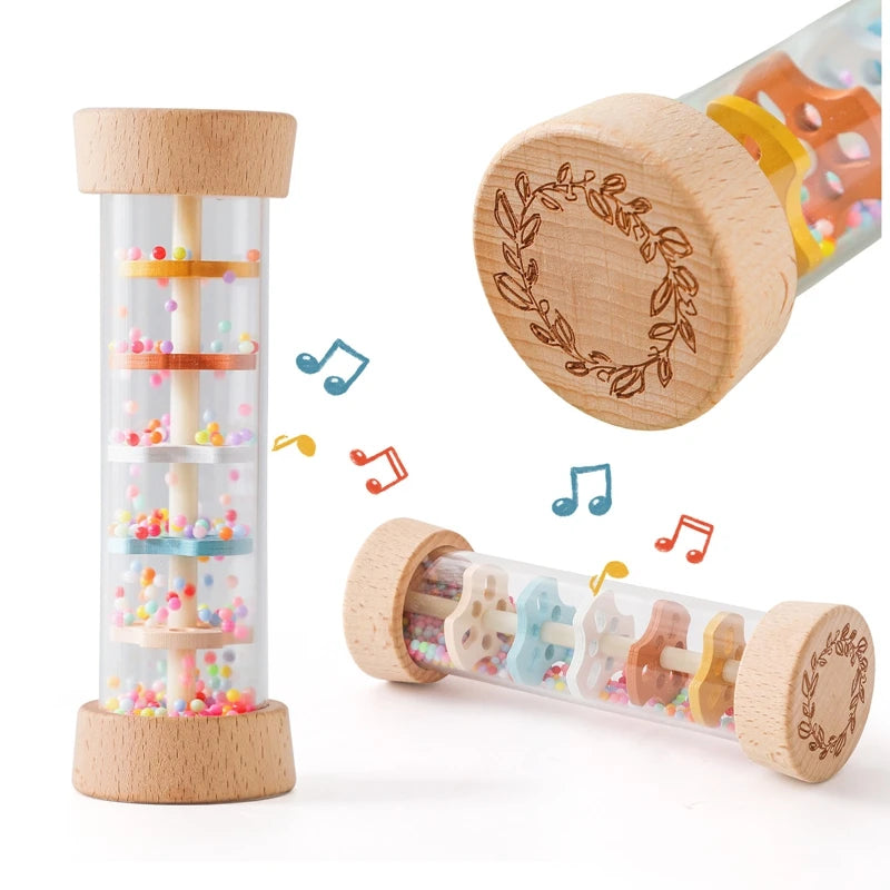 Rain Stick Rainbow Hourglass Rain Music Rattle Toys Kids Simulation Cylinder Immersive Rain Sounder Montessori Educational Gifts