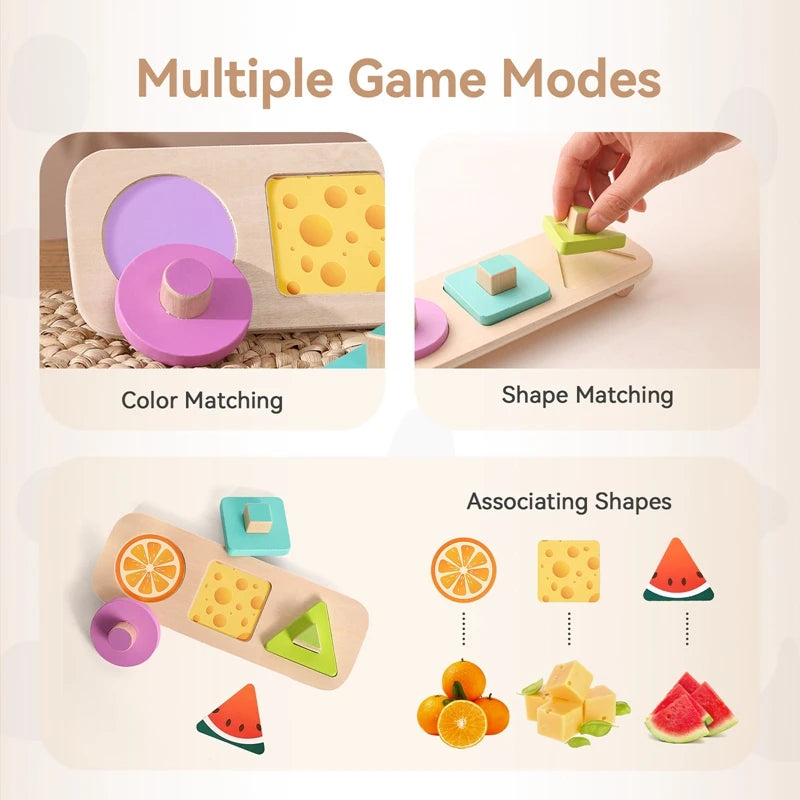 Montessori Toys Baby Wooden Busy Board Sorting Stacking Geometric Blocks Educational Toy Color Shape Recognition Puzzle Toy Gift