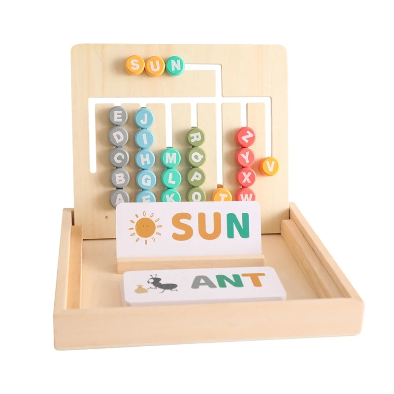 Montessori Baby Wooden Learning Word Box Toys Training Word Spelling Color Shape Recognition English Alphabet Learning Card Gift