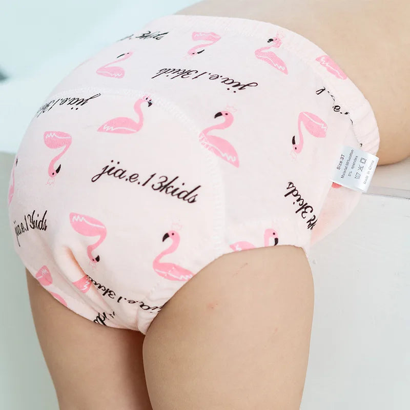 6 Layer Infant Nappies Child Learning Panties Newborn Cartoon Baby Cotton Training Reusable Washable Cloth Diaper Underwear Pant