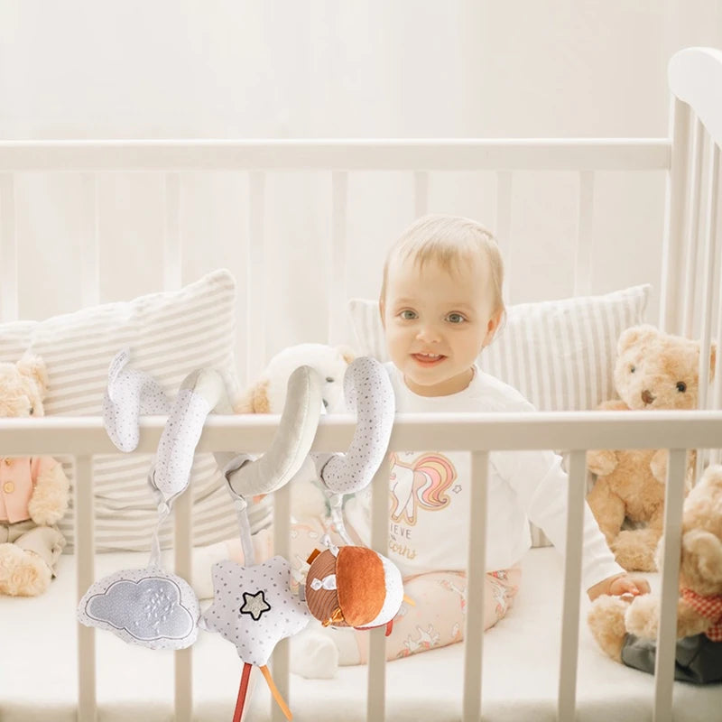 Car Seat Toys Baby Cute Spiral Plush Dismantling Rattle Toys Soft Crib Bed Stroller Stretch Spiral Activity Car Seat Hanging Toy