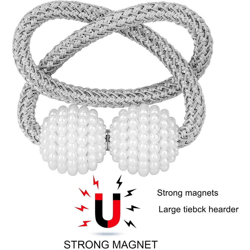 Magnetic Curtain Tiebacks with Pearls