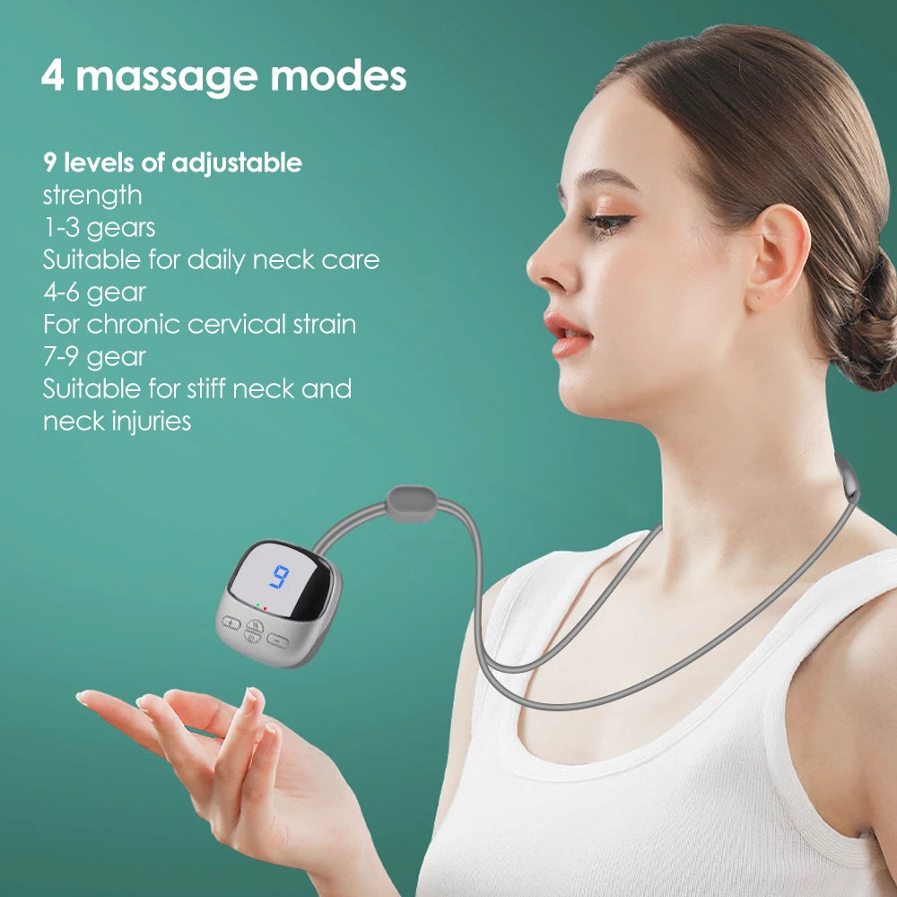Neck Massager Hot Compress Relieve Pain Micro-current Cervical Spine Shoulder Smart Protection Device Dredge Spine Rechargeable