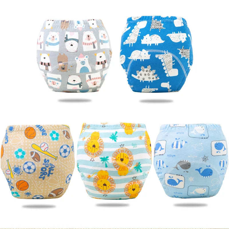 5Pcs/Lot Baby Cloth Diaper Boys Training Pants 6 Layer Waterproof Reusable Cotton Infant Shorts Underwear Girl Nappies Panties