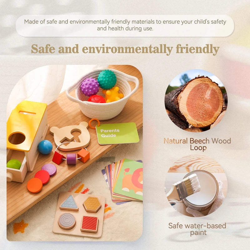 Kid Montessori Toy Baby Wooden Macaron Permanence Drawer Box Toys Busy Drum Color Shape Cognition Match Educational Sensory Toys