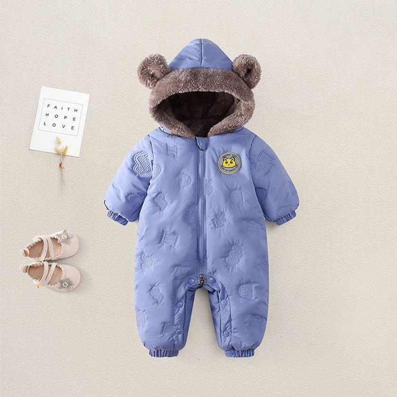 IYEAL Baby Boys Girls Warm Soft Fleece Jumpsuit Newborn Toddler Rompers Children Winter Outerwear 0-24M