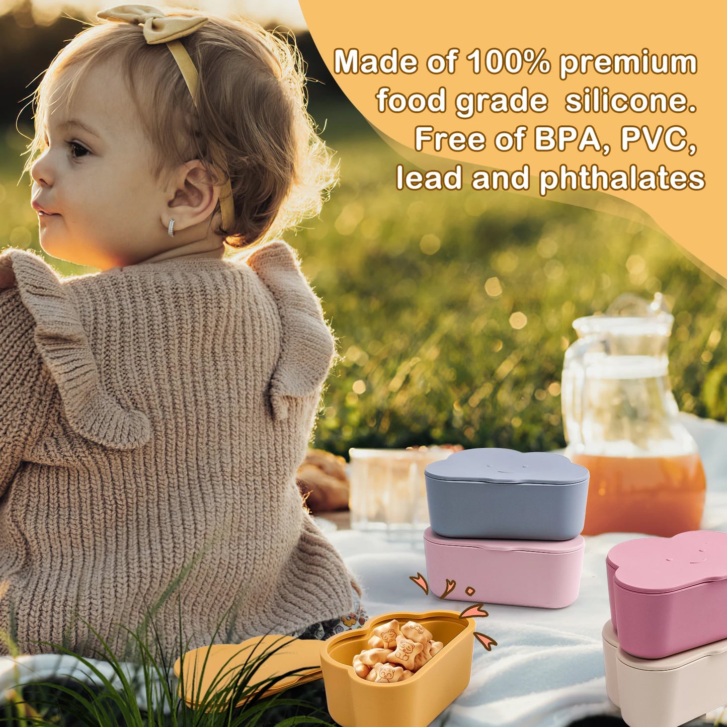 1PCS Soft Lid Baby Stuff New Baby Cartoon Shape Snack Cup Toddle Portable Food Storage Box Portable Snacks Container BPA Free