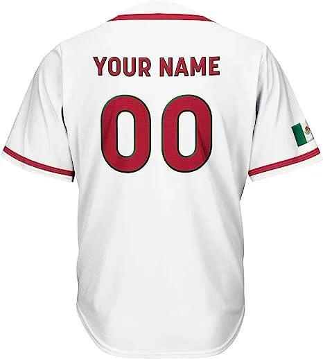 2024 Mexico Baseball jersey 3D Print Mesh Free Custom Name Baseball Shirt Men's Street Oversize Apparel Short Sleeve Sportswear