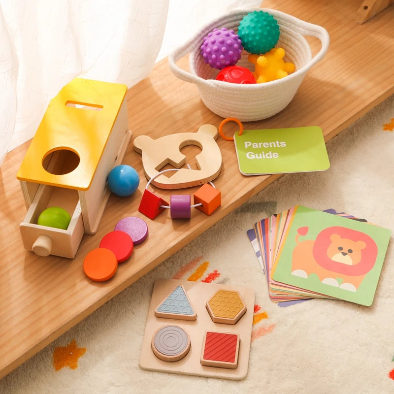 Kid Montessori Toy Baby Wooden Macaron Permanence Drawer Box Toys Busy Drum Color Shape Cognition Match Educational Sensory Toys