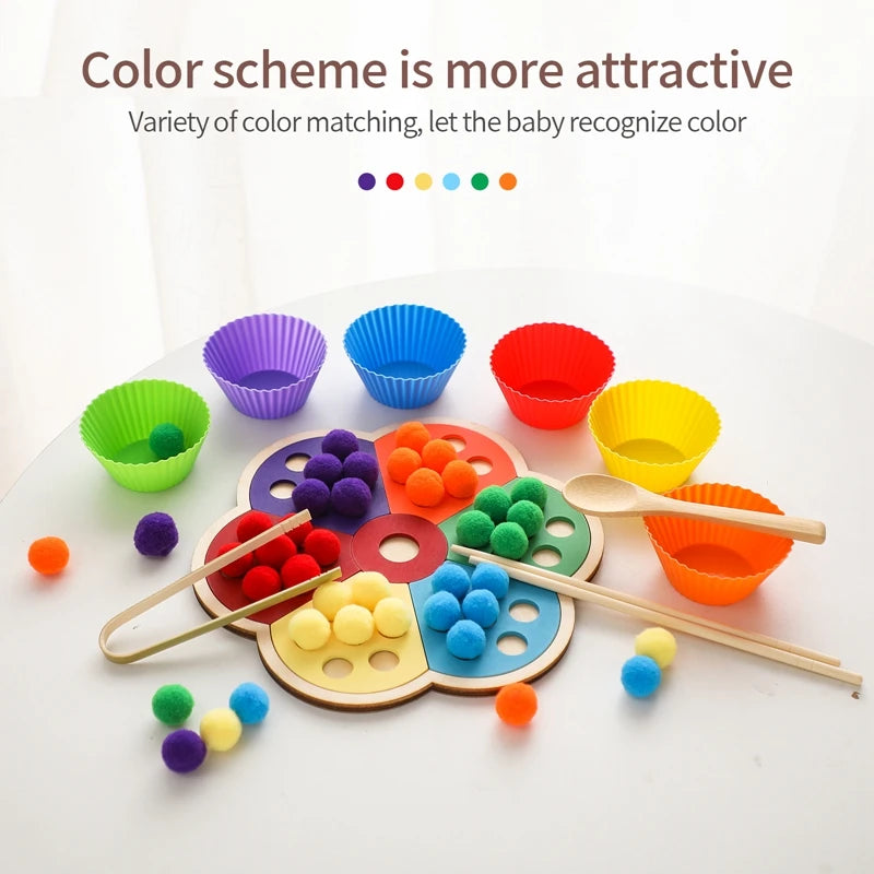 Montessori Matching Wooden Rainbow Board Color Sorting Game Puzzle Toys Color Sorting Matching Games Educational Toys Baby Gifts