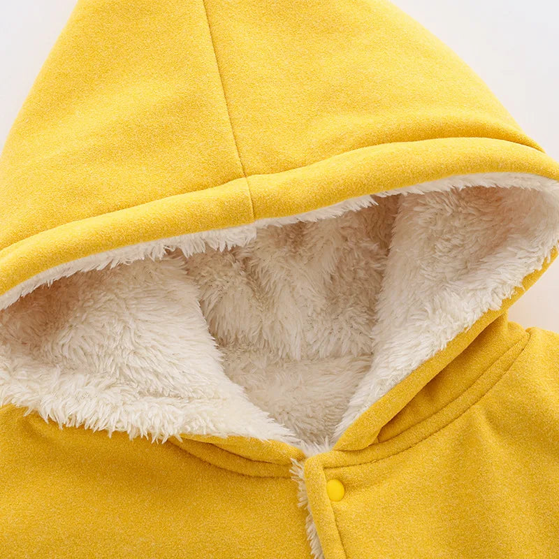 IYEAL Winter Fashion Kids Baby Girl Clothes Cartoon Hooded Ears Warm Plus Velvet Coat Jackets Children Girls Cape Cloaks