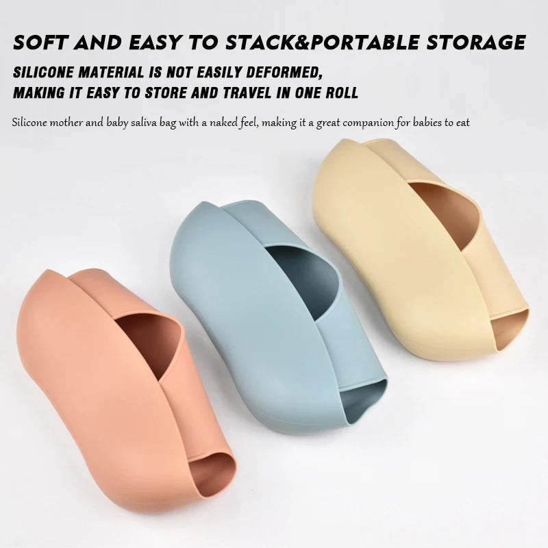 Baby Silicone Bib Waterproof Soft Solid Color 4-speed Adjustable Bibs Newborn Lunch Feeding Saliva Pocke Kids Eating Accessories