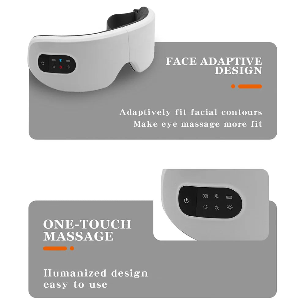 Eye Massager Electric Hot Compress Mask Heat Vibration Wireless Bluetooth Music Protector 4-speed Relieve Fatigue Improve Sleep