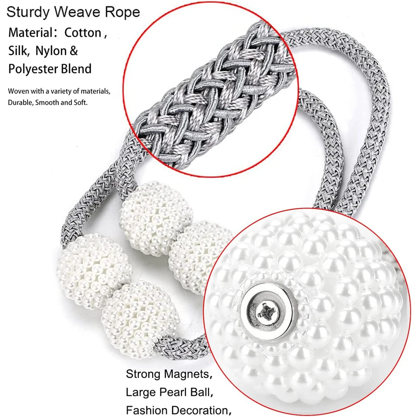 Magnetic Curtain Tiebacks with Pearls