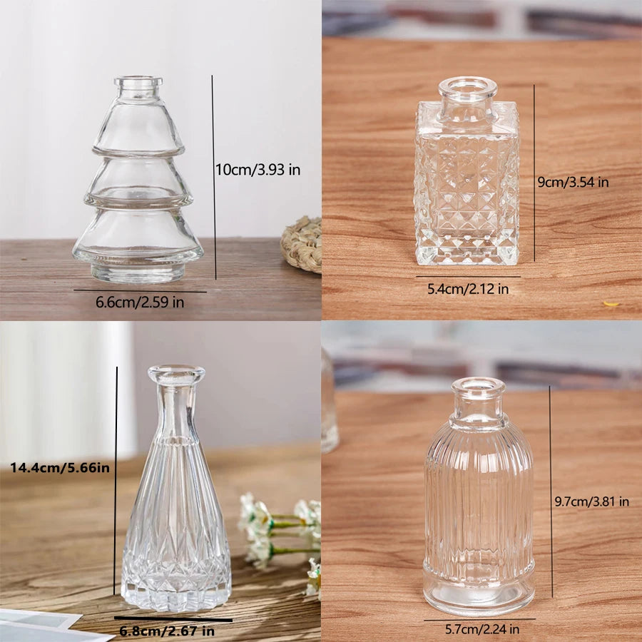 1 piece retro small vase glass aromatherapy bottle mini transparent vase living room decoration simple dining table decoration h
