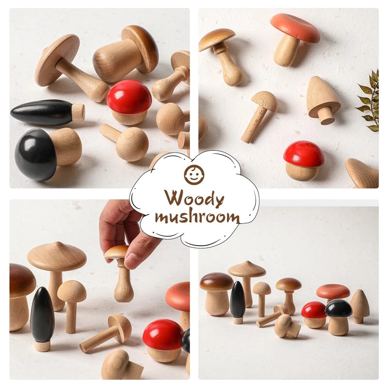 11PCS Baby Wooden Colorful Mushroom Block Toys Montessori Sorting Matching Game Educational Toys Baby Room Decoration Baby Gifts