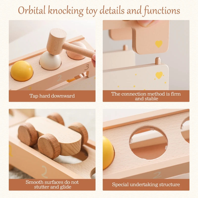 Wooden Track Assembly Toy Montessori Toys Wooden Trolley Baby Shape Tapping Training Hand And Foot Training Toys Building Blocks