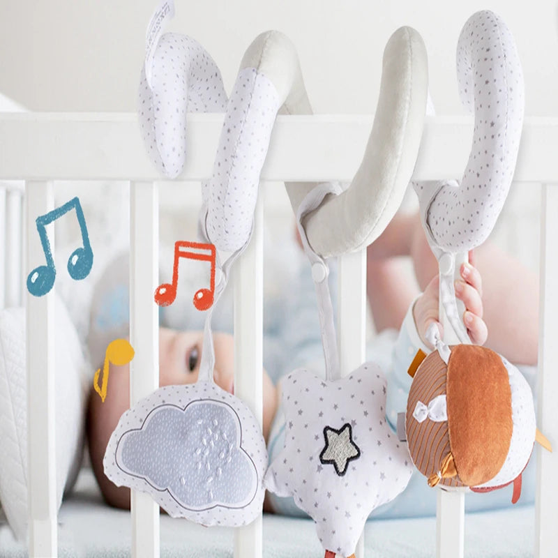 Car Seat Toys Baby Cute Spiral Plush Dismantling Rattle Toys Soft Crib Bed Stroller Stretch Spiral Activity Car Seat Hanging Toy