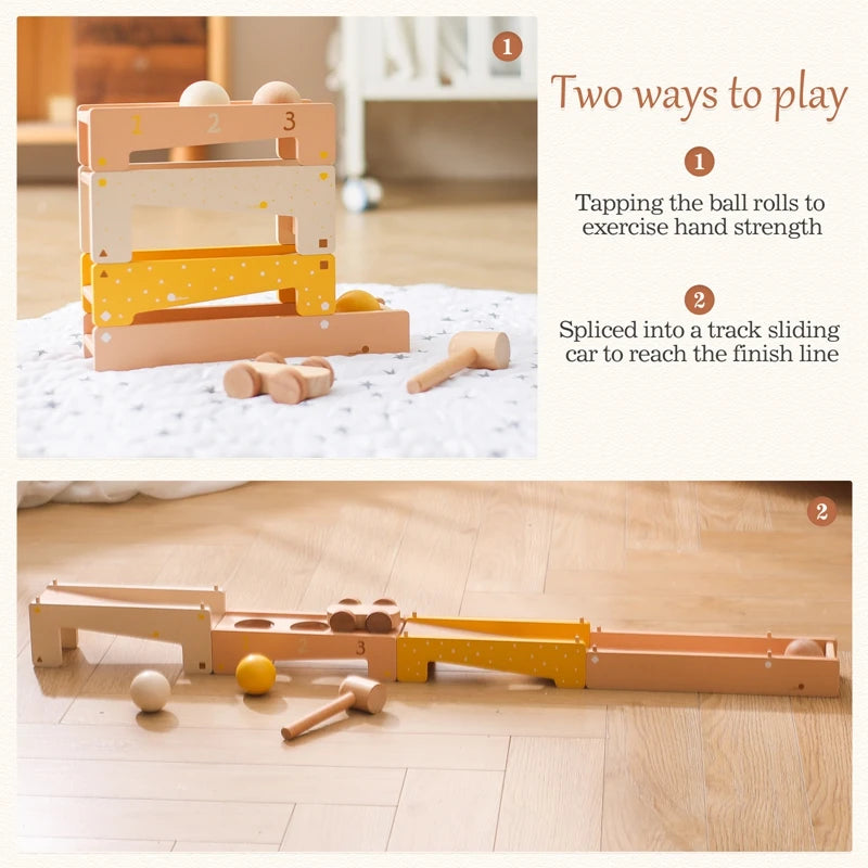 Wooden Track Assembly Toy Montessori Toys Wooden Trolley Baby Shape Tapping Training Hand And Foot Training Toys Building Blocks