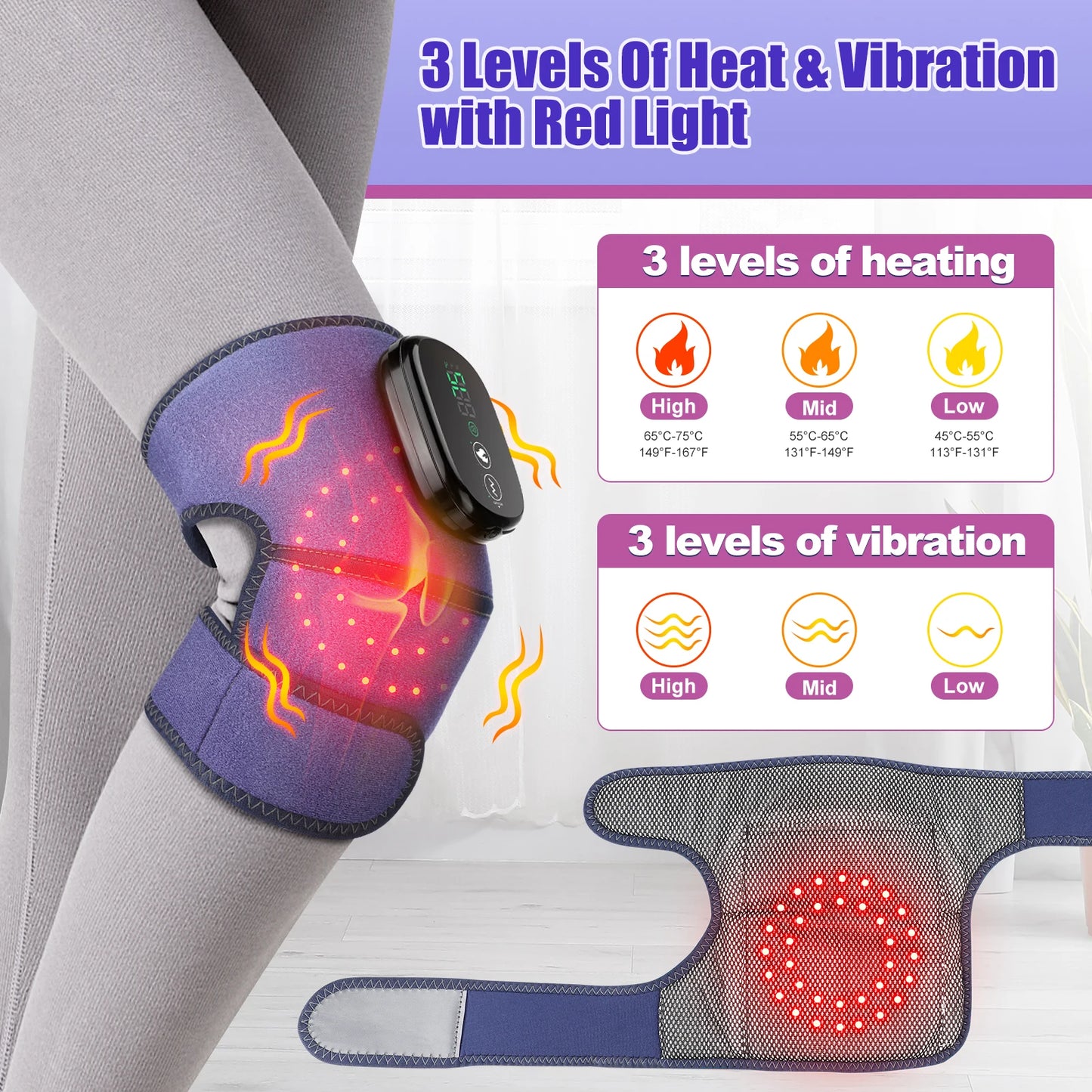 Heated Knee Pad Shoulder Pad Elbow Multifunctional Heating Massager Keep Warm Relieve Fatigue Red Light Hot Compress Vibration