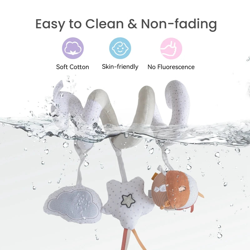 Car Seat Toys Baby Cute Spiral Plush Dismantling Rattle Toys Soft Crib Bed Stroller Stretch Spiral Activity Car Seat Hanging Toy