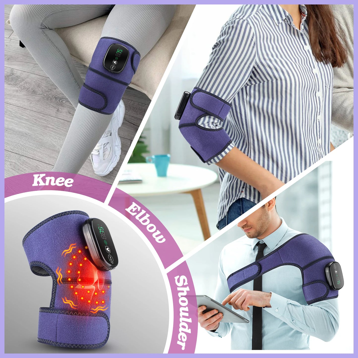 Heated Knee Pad Shoulder Pad Elbow Multifunctional Heating Massager Keep Warm Relieve Fatigue Red Light Hot Compress Vibration