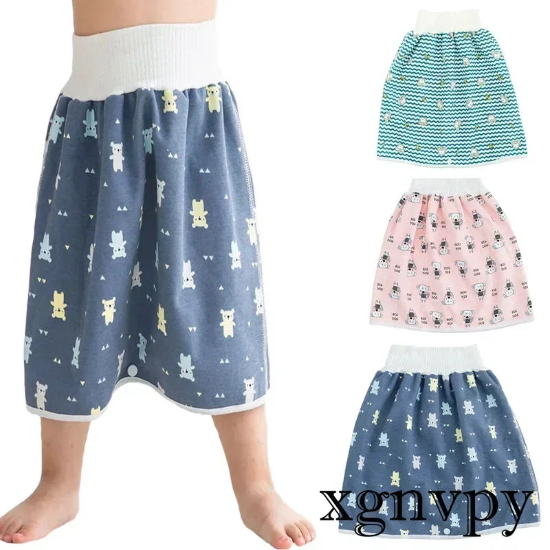 xgnvpy Baby Waterproof Diaper Pants Skirt Potty Training Comfy Shorts Sleepwear Bedclothes for Boys Girls