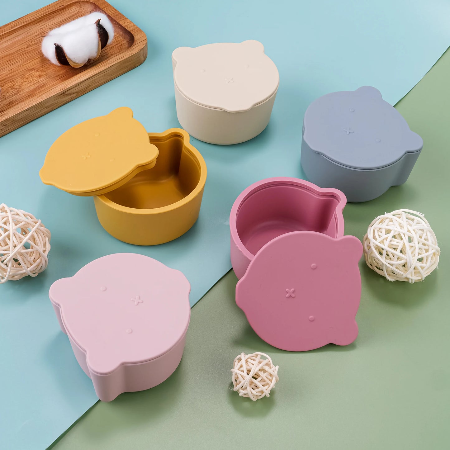 TYRY.HU Baby Food Storage Box Portable Snack Storage Box Kids Edible Grade Silicone Snack Cups Baby Travel Tableware Accessories