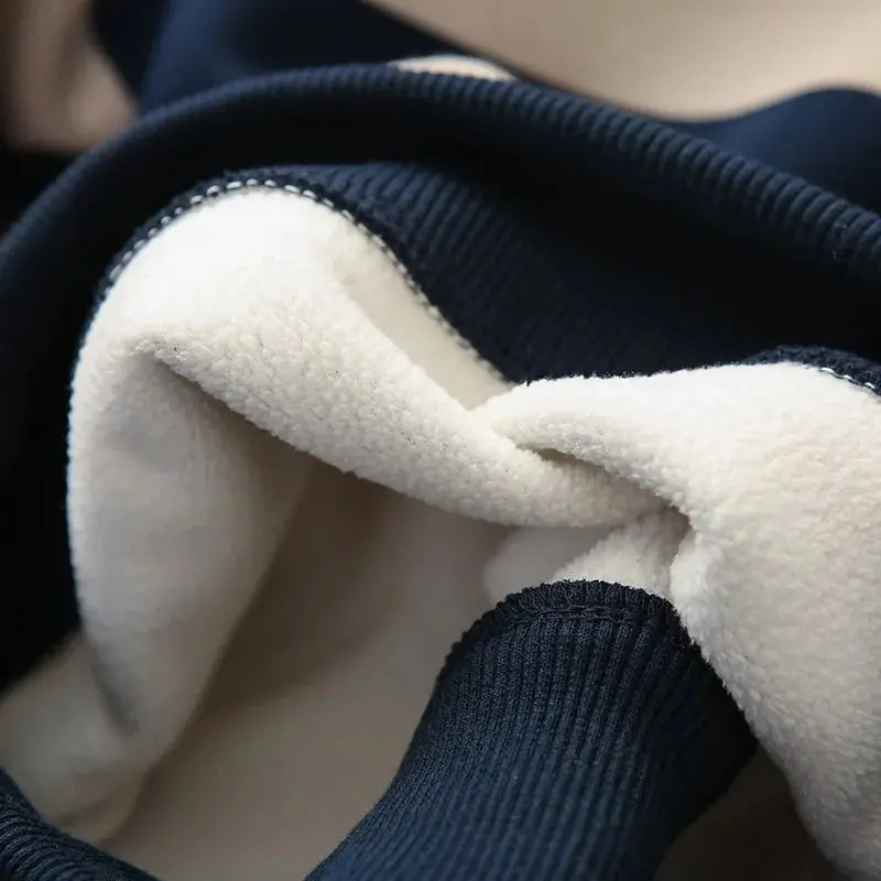 IYEAL Autumn Winter Kids New Fleece Thickened Sweatshirt Boys Girls Long Sleeve Round Neck Color Matching Sweatshirt