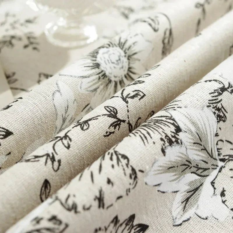 Floral Linen Cotton Tablecloth With Tassel retro nappe de table Table Cover round Dining Table Cover Tea Cloth Desktop decoratio