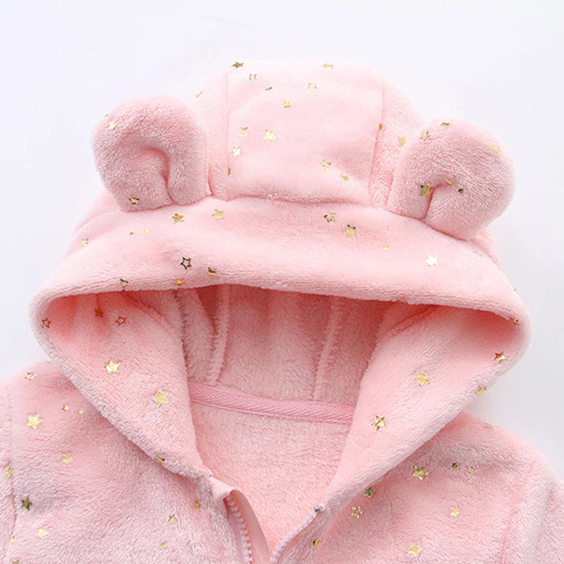 IYEAL 2024 New Christmas Cute Cartoon Jumpsuit Autumn/Winter Newborn Baby Star sequins Romper Outwear Baby Soft Flannel Romper