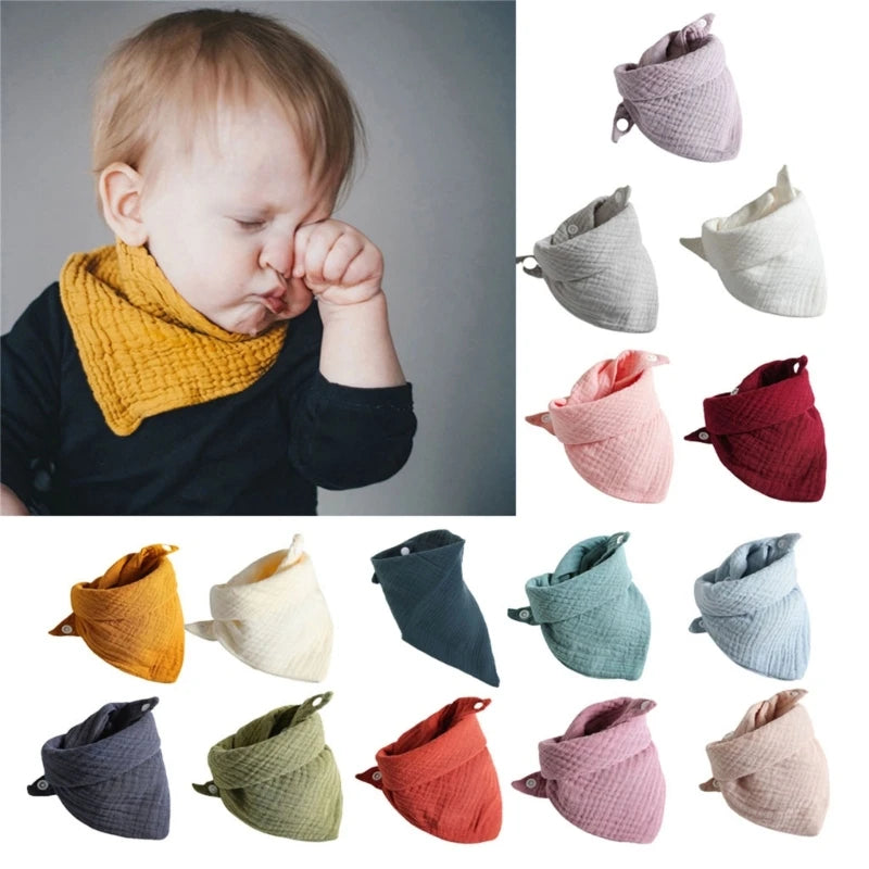 3Pcs/lot Baby Muslin Bibs Soft Cotton Solid Color Bibs Saliva Towel Boys Girls Feeding Apron Bandana Drool Stuff Bibs
