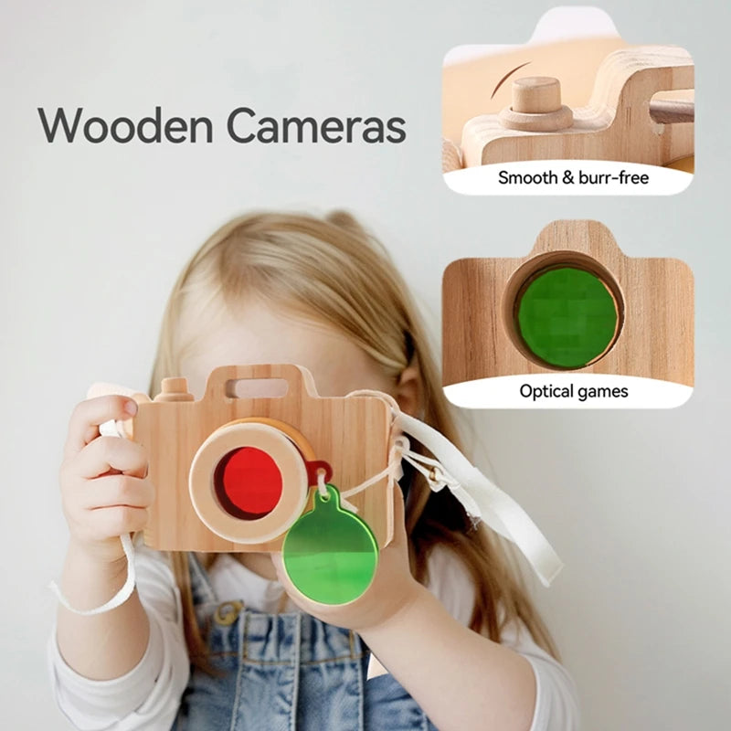 Wooden Baby Montessori Camera Block Puzzle Busy Board Toys Kids Hanging Camera Photography Decoration Educational Toys Baby Gift