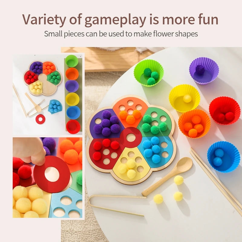 Montessori Matching Wooden Rainbow Board Color Sorting Game Puzzle Toys Color Sorting Matching Games Educational Toys Baby Gifts